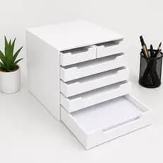 Gaveteiro MDF 6 Gavetas p/ Folha Sulfite Documentos Mesa Escritório Suporte PC Papelaria Organização