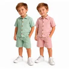 CONJUNTO MAURICINHO PARA MENINO ROSE E MENTA 2 A 8 ANOS