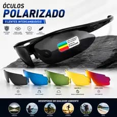 Óculos De Sol Esportivo Ciclismo Corrida Praia Beach Tênis Unissex Proteção UV400 5 Lentes Reposição