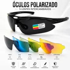 Óculos Ciclismo UV400 Premium Com 5 Lentes Esportivo Corrida Praia Bike Masculino Feminino Unissex