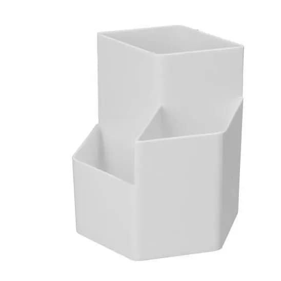 Porta-canetas de plástico, fofo, porta-canetas, mesa, 3 grades, multifuncional, plástico, branco, para sala de estudo