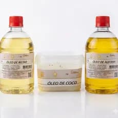 Kit Óleo de Alecrim 500ml + Óleo de Rícino 500ml + Óleo de Coco 100ml Recuperação Capilar c/ Valvula