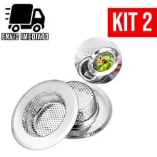 Kit 2 Ralo de Pia Para Cozinha Aço Inoxidável 9cm com Borda