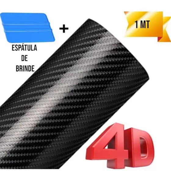 Adesivo fibra de carbono preto 4D varias medidas