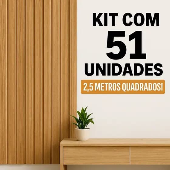 Kit com 51 unidades - Revestimento MDF 45x11cm Decorativo Moderno Parede 2,5 metros quadrados