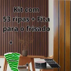 Novo Kit até 53 Ripado Castanho Frisado MDF 3mm com rolo de Fita Preta Autocolante | Decorativo Premium