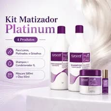 kit Matizador Platinum Cabelos Loiros Kit 4 Produtos Cabelos Loiro Branco Grisalho