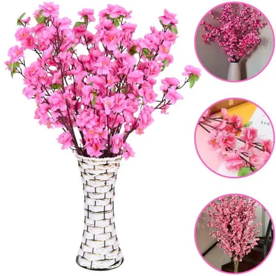 Kit Galhos 5 Flor Cerejeira Artificial 1,20 Metros Grande Decoração Rosa Flores Decorativo Vaso
