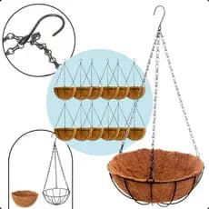 12 Vaso Fibra De Coco Para Planta Suspenso Pendente Corrente Orquidea Planta Natural Quintal Jardim