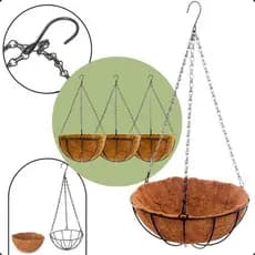 3 Vasos Fibra De Coco Para Planta Suspenso Pendente Corrente