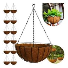 Kit 12 Vasos Fibra Coco Para Planta Suspenso Pendurar Flor Orquidea Jardim Natural Flores Flor