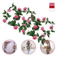 Kit 2 Corrente De Rosas Artificiais 2,25 Metros Decorativas Decoração Sala Trepadeira Flor Planta