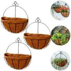 3 Meio Vaso De Parede Fibra De Coco Meia Lua Parede Orquidea Decoração Decorativa Jardim Vertical