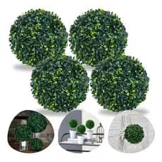 4 Bolinha Buchinho Artificial Decorativa 18cm Kit Bola Grama Decoração Arranjo Mesa Jantar Planta