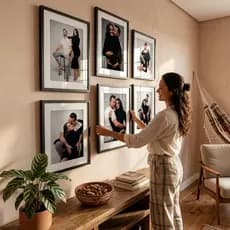 Kit 6 Quadros Porta Retrato Parede Decorativo Com Paspatur Foto 15x21 Medida 24x32