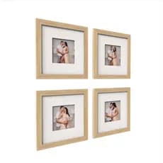 kit 4 quadros decorativo moldura fotográfica 23x23 cm com paspatur moldura amadeirado