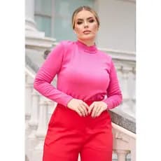 Blusa Feminina Gola Alta Tricot Inverno Básica