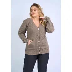 Casaco Cardigan Tricot Trico Botões Plus Size Inverno Sueter