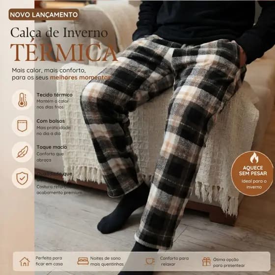 Calça Fleece Masculina Pijama Ted Inverno Quentinha Peluciada Xadrez e Lisa