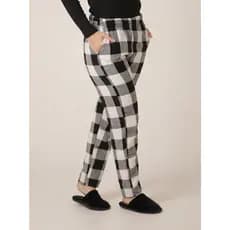 Calça De Pijama Feminina Xadrez De Flanela Confortavel Com Bolsos Laterias