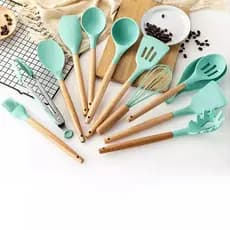 colher escumadeira concha escumadeiras Kit 12 talher de silicone fouet espatula de cozinha pegador de macarrao