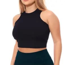Cropped Top Nadador Canelado Com Forro Regata Blusinha