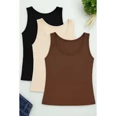 Kit 3 Blusas Regata Basica Americana Regata Feminina Malha Ribana Confortavel