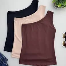 Kit 3 Blusas Regata Nula manga feminina canelada Mula Manca premium