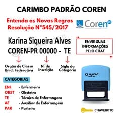 Carimbo Automático padrão COREN Enfermagem Tec. Enfermagem Obstetra (Nykon 302 Black)