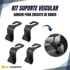 Kit de Suportes Gancho Veicular para Encosto de Cabeça | Organizador Universal Para Bolsas, Sacolas