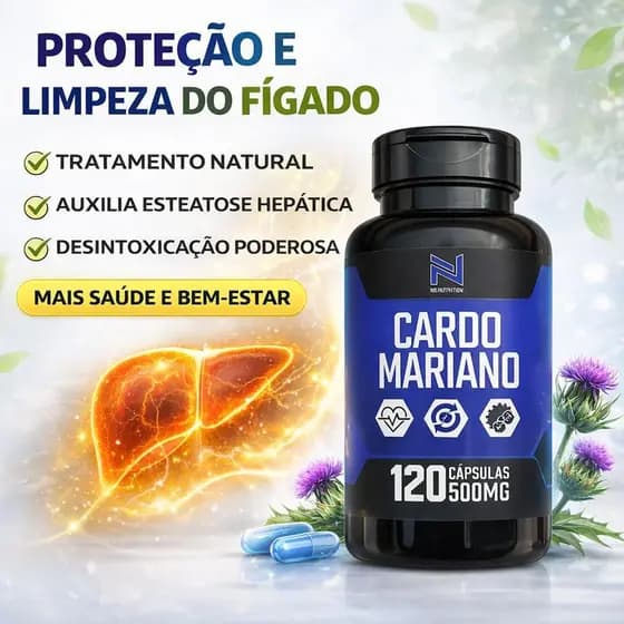 Cardo Mariano Silimarina Original 500mg 120 Cápsulas Saúde do Fígado Detox Natural