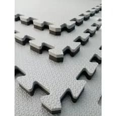 Tatame Tapete EVA Dupla Face Preto e Cinza 50x50x3cm 30mm Linha Premium com Bordas de Acabamento