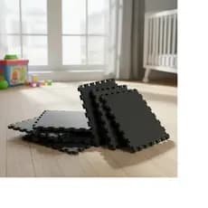 Kit 12 Tatames Tapetes EVA 50x50x1cm 10mm Pretos com Bordas Acabamento Ginástica Luta Yoga Pilates