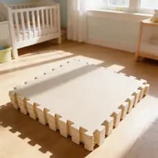 Kit 10 Tatames Tapetes EVA 50x50x2cm 20mm Creme Bege Linha Premium com Bordas de Acabamento