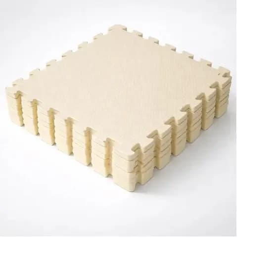 Kit 4 Tatames Tapetes EVA 50x50x2cm 20mm Creme Bege Linha Premium Borda Acabamento Inclusas