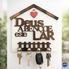 Porta Chave MDF Deus abençoe este Lar