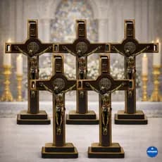 kit 10 UNIDADES Cruz Crucifixo Madeira 15 cm São Bento