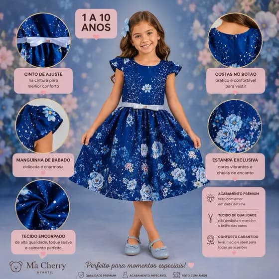 Vestido Infantil Menina Colorido Borboleta Desenho FLORAIS Casual DIA das crianças BLOGUEIRINHA