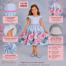 Vestido Infantil Menina Moda Evangélica Aniversário Cores Pasteis e Delicada Florais criança Bordado
