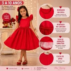 Vestido Infantil Floral Xadrez Caipira Festa Junina Menina Vermelho Natal congresso Fardamento