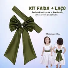 Kit Combo Laço para Vestido Infantil com Faixa da Cintura Casamento,Batizados e Daminhas