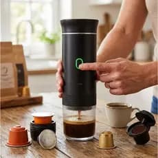 Mini Cafeteira Portátil Automática 3 em 1 Compacta para Camping e Viagem HELLO