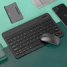Kit de Teclado e Mouse Sem Fio Bluetooth Macaron com Design Moderno Destinado a PC iPad Tablet e Notebook