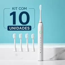 Kit 10 Escova de Dente Elétrica Portátil IPX7 com Refis Hello