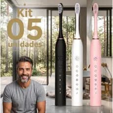 Escovas de Dente Elétricas Kit com 5 Unidades Uso Diário IPX7 HELLO