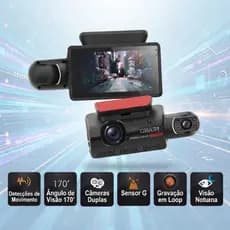 Câmera Automotiva Full HD Dual DVR com Gravação em Loop e Visão Noturna Hello