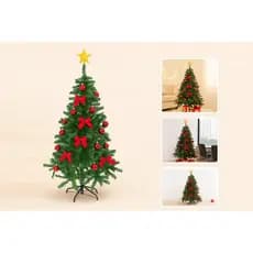 Arvore Natal Luxo 150cm Altura Base Ferro 380 Galhos Festiva Sofisticada Enfeites Natalino