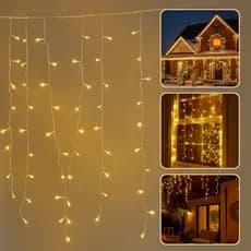Pisca Pisca Cascata Natalina 240 Leds 4,3m Branco Quente 127v 220V Decoração Casa Enfeite Natal