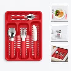 Jogo Talheres Inox Conjunto 17 Peças Porta Talher Durável Elegante Prático Refeição Cozinha Casa