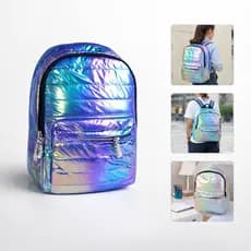 Mochila Infantil Juvenil Lantejoulas Holográficas Coração Brilho Mágico Escolar Menina